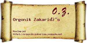 Orgonik Zakariás névjegykártya